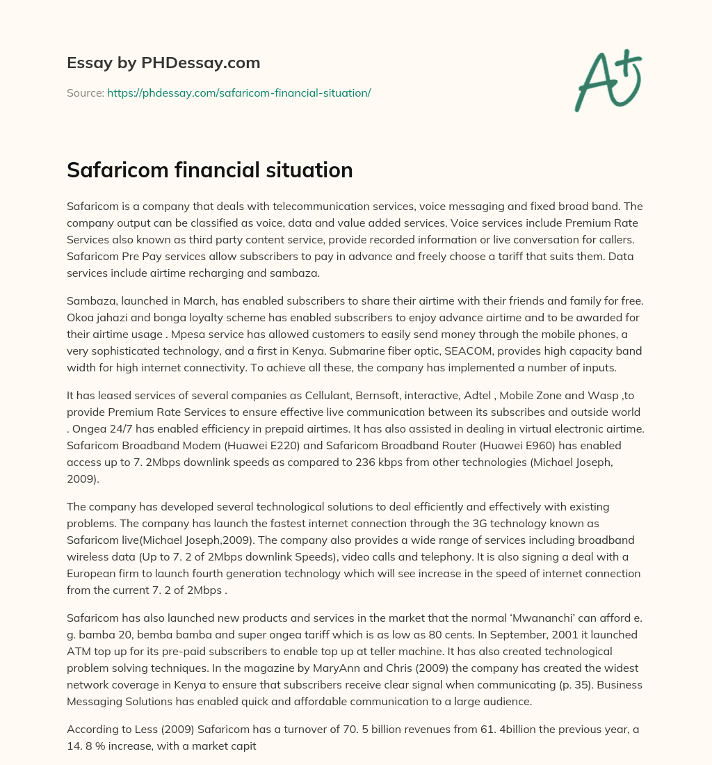Safaricom financial situation essay