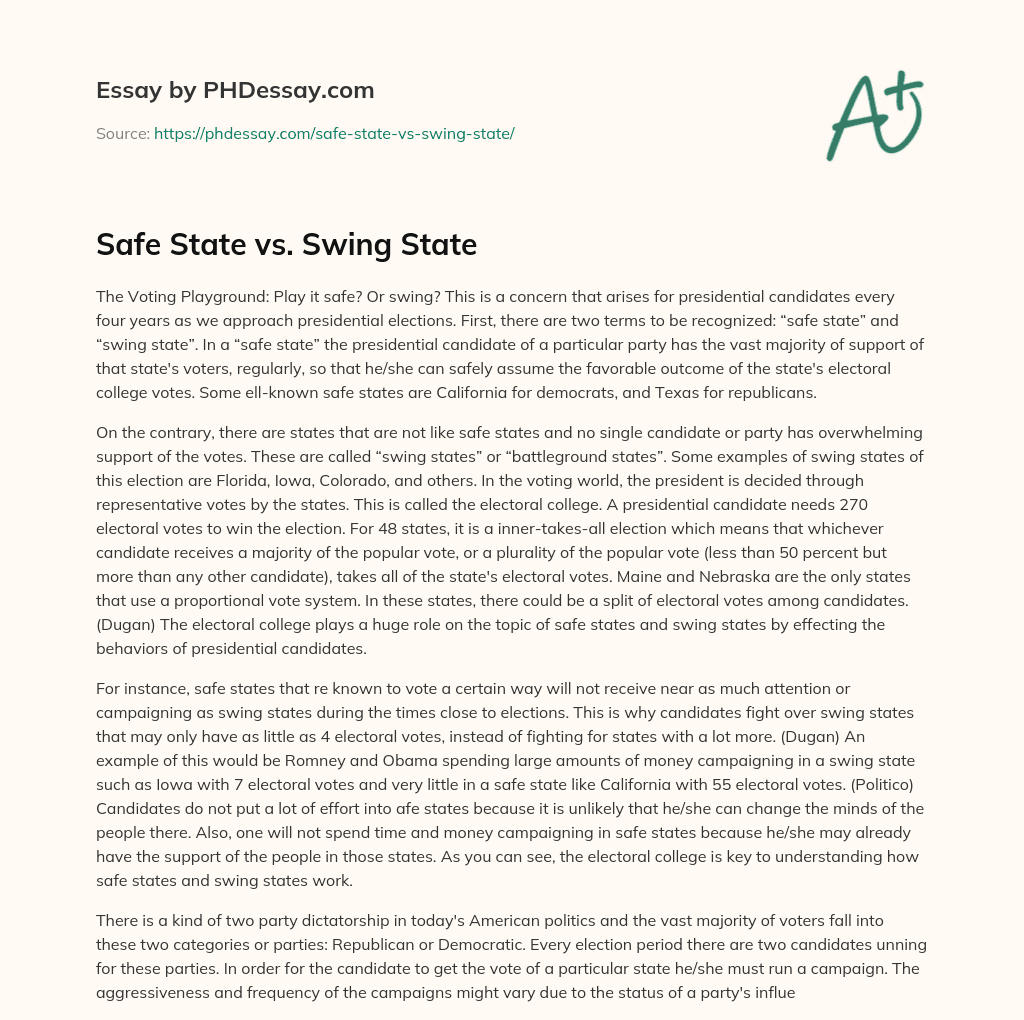 Safe State vs. Swing State essay