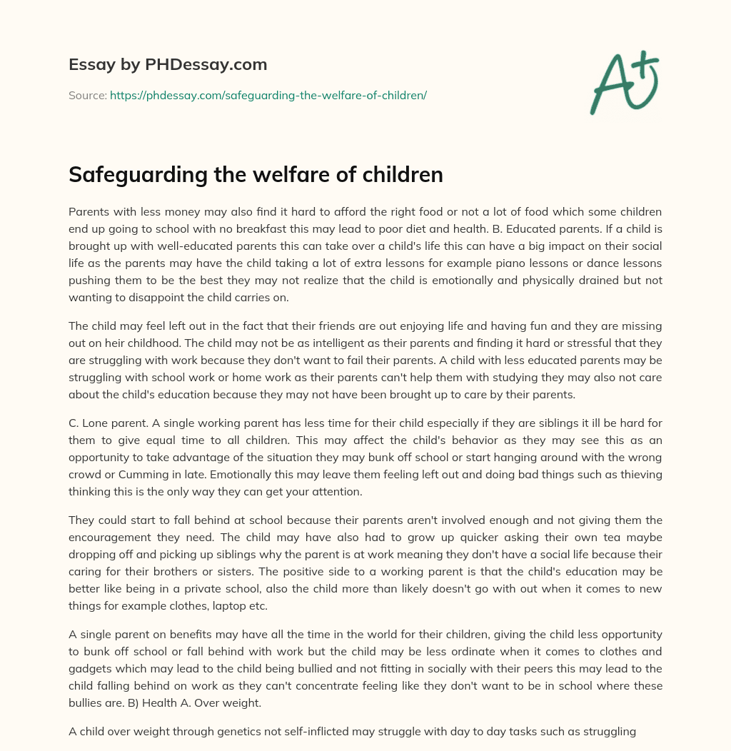 Safeguarding the welfare of children essay