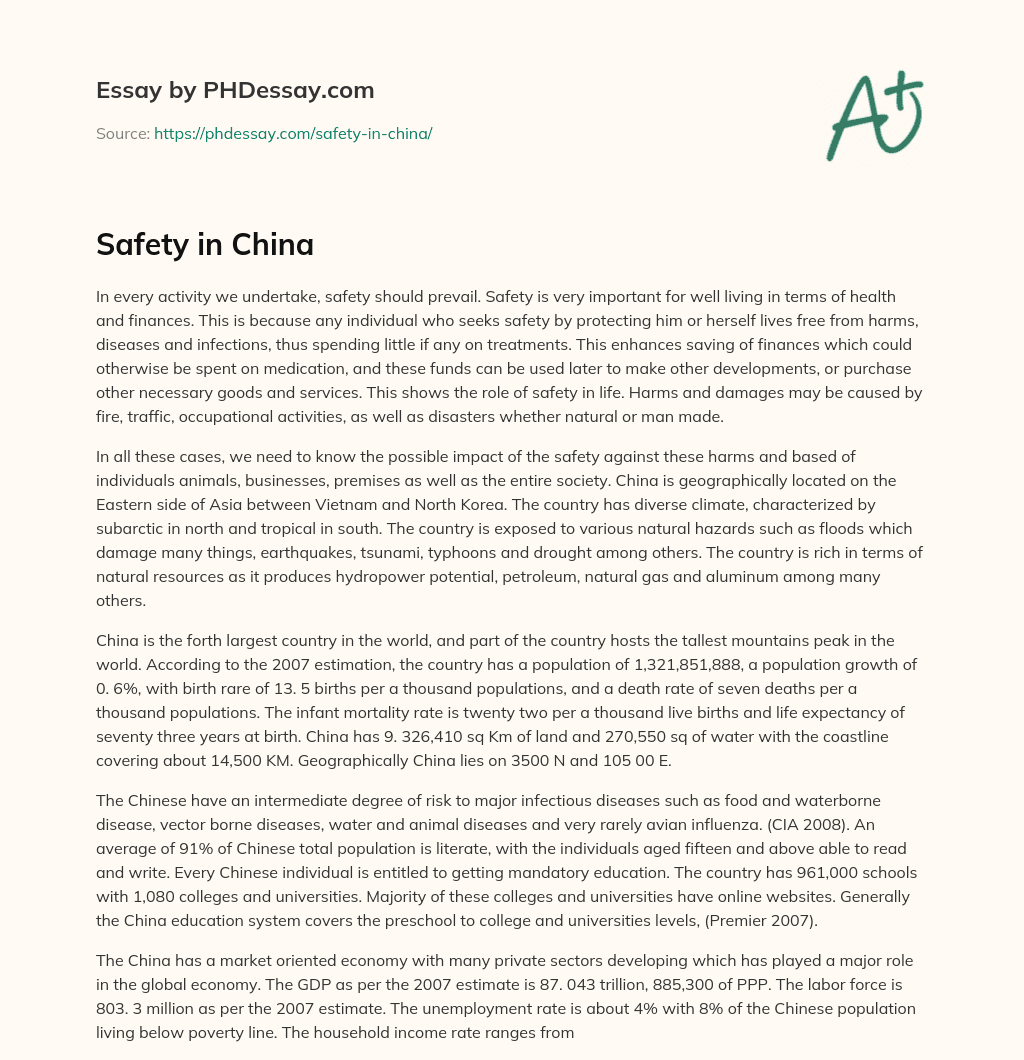 Safety in China