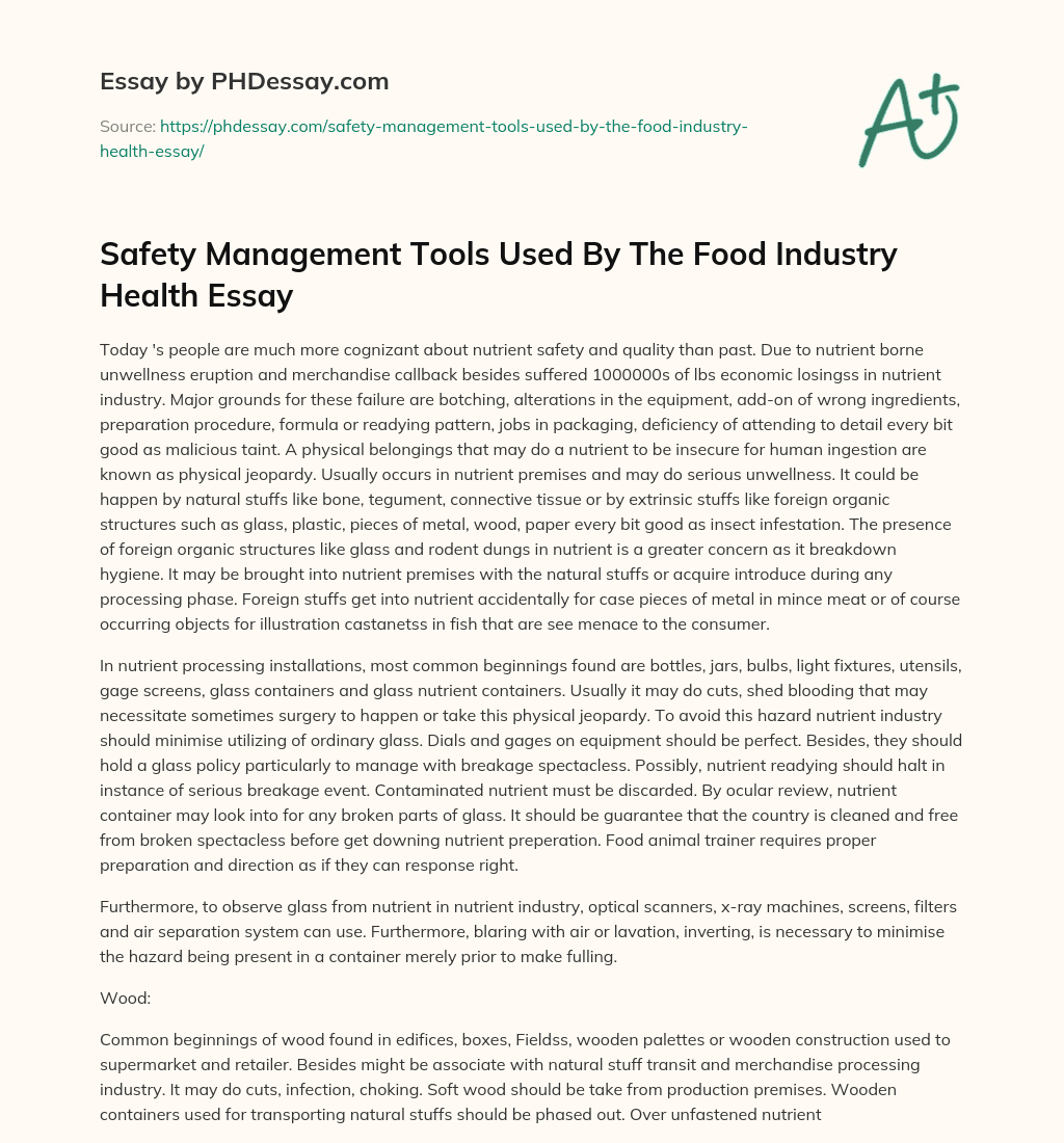 essay questions on food safety