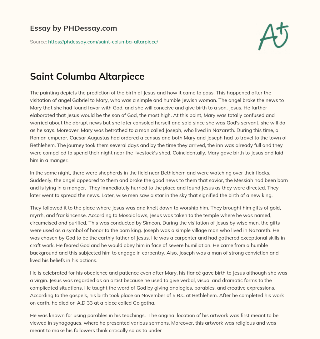 Saint Columba Altarpiece essay