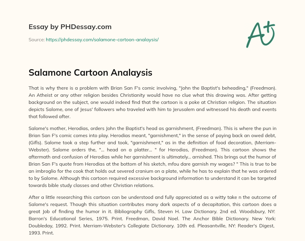 Salamone Cartoon Analaysis essay