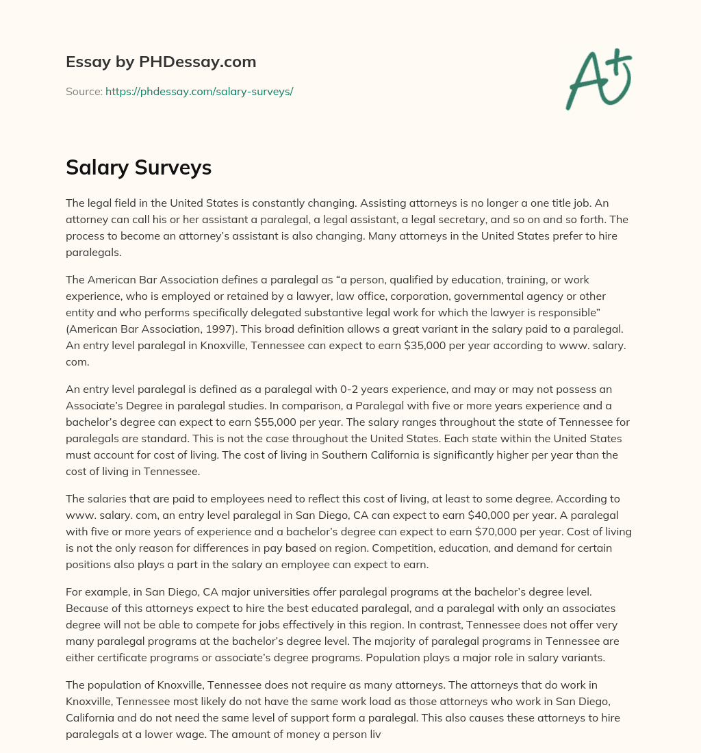 Salary Surveys essay