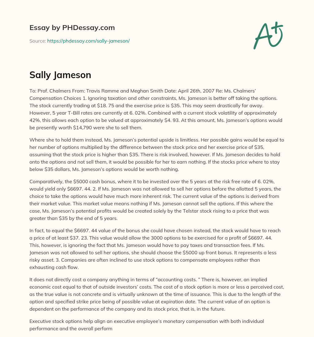 Sally Jameson essay