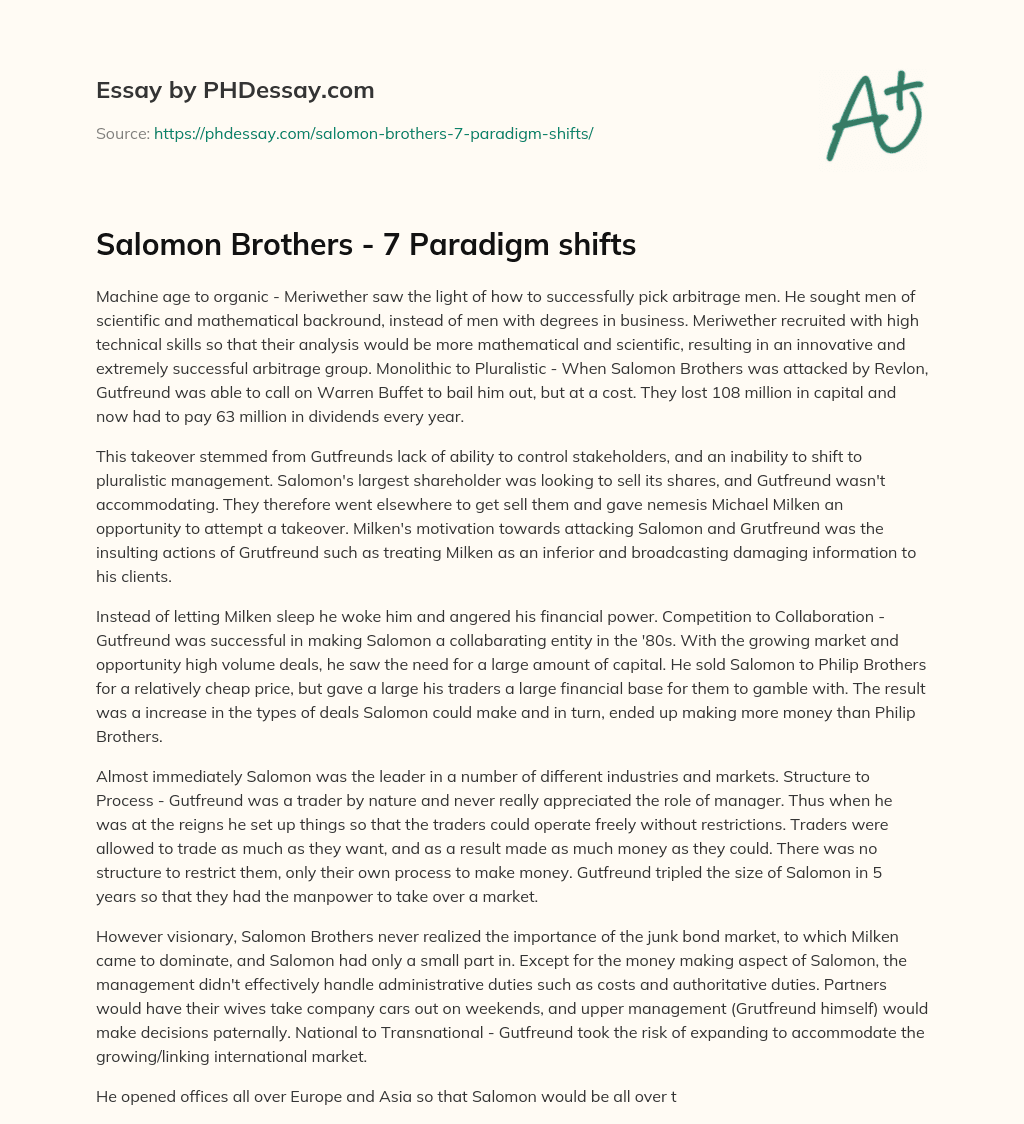 Salomon Brothers 7 Paradigm shifts