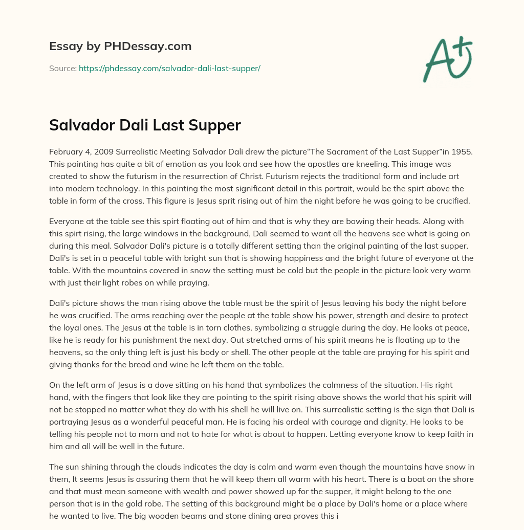 Salvador Dali Last Supper essay
