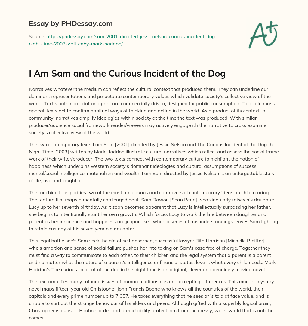 I Am Sam and the Curious Incident of the Dog essay