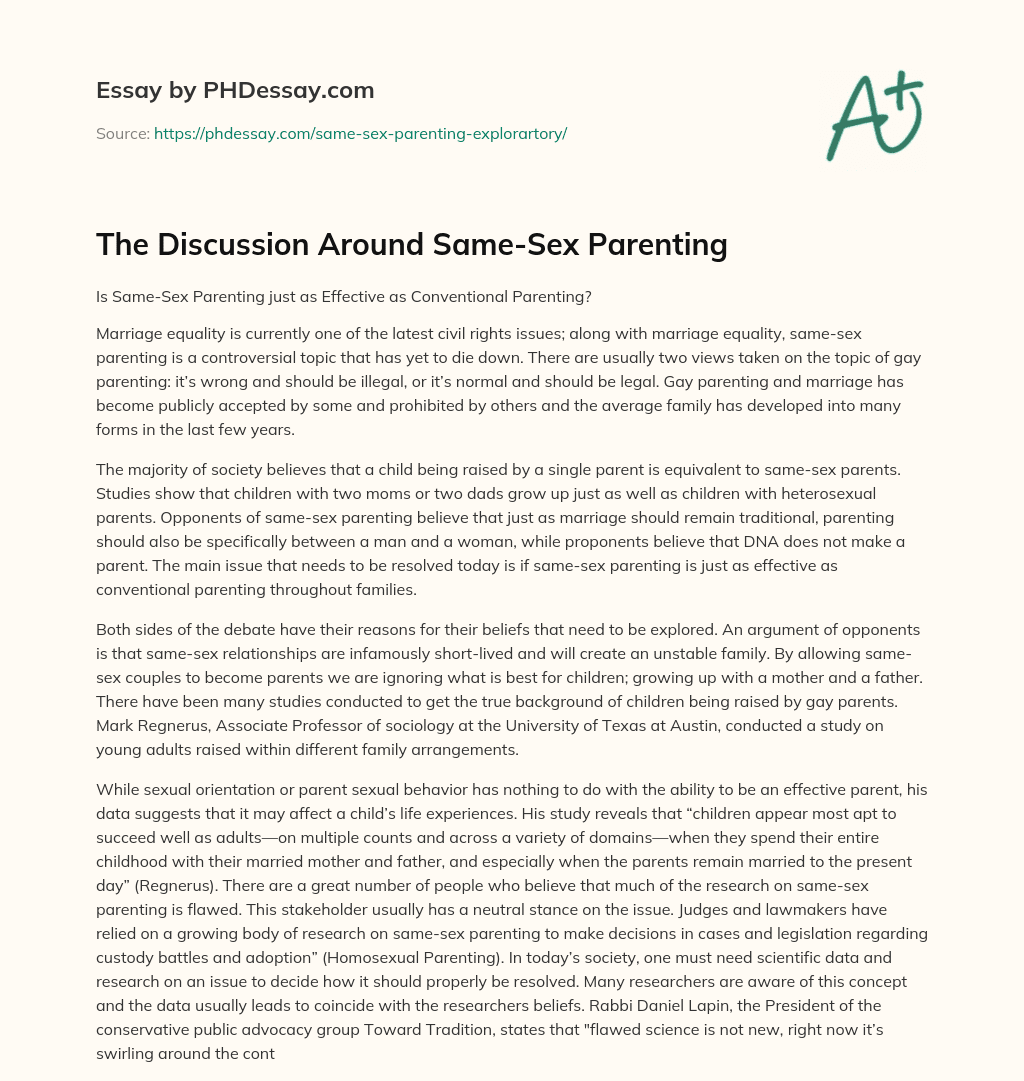 The Discussion Around Same-Sex Parenting essay