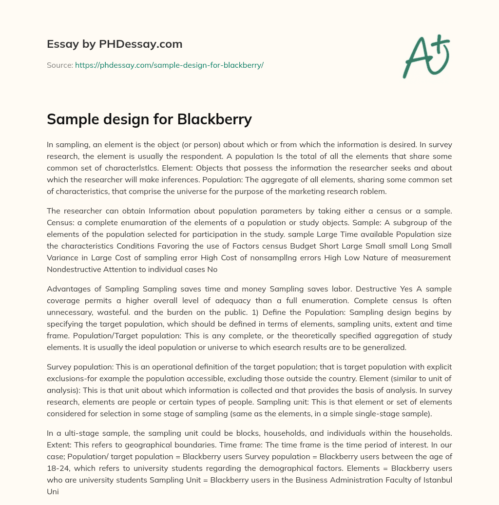 Sample design for Blackberry essay
