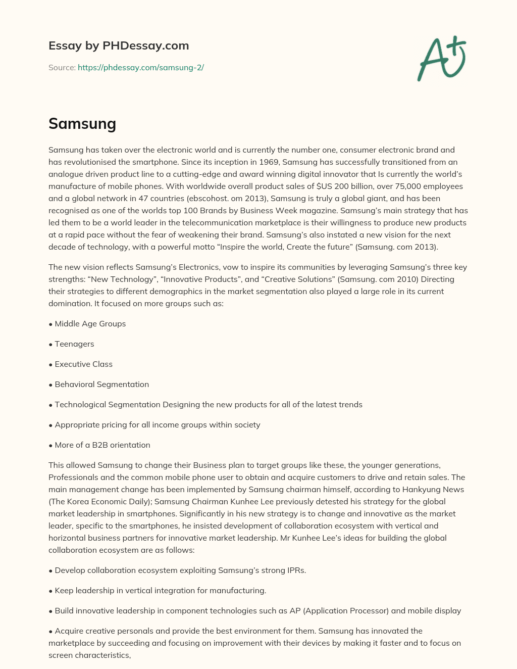 Samsung essay