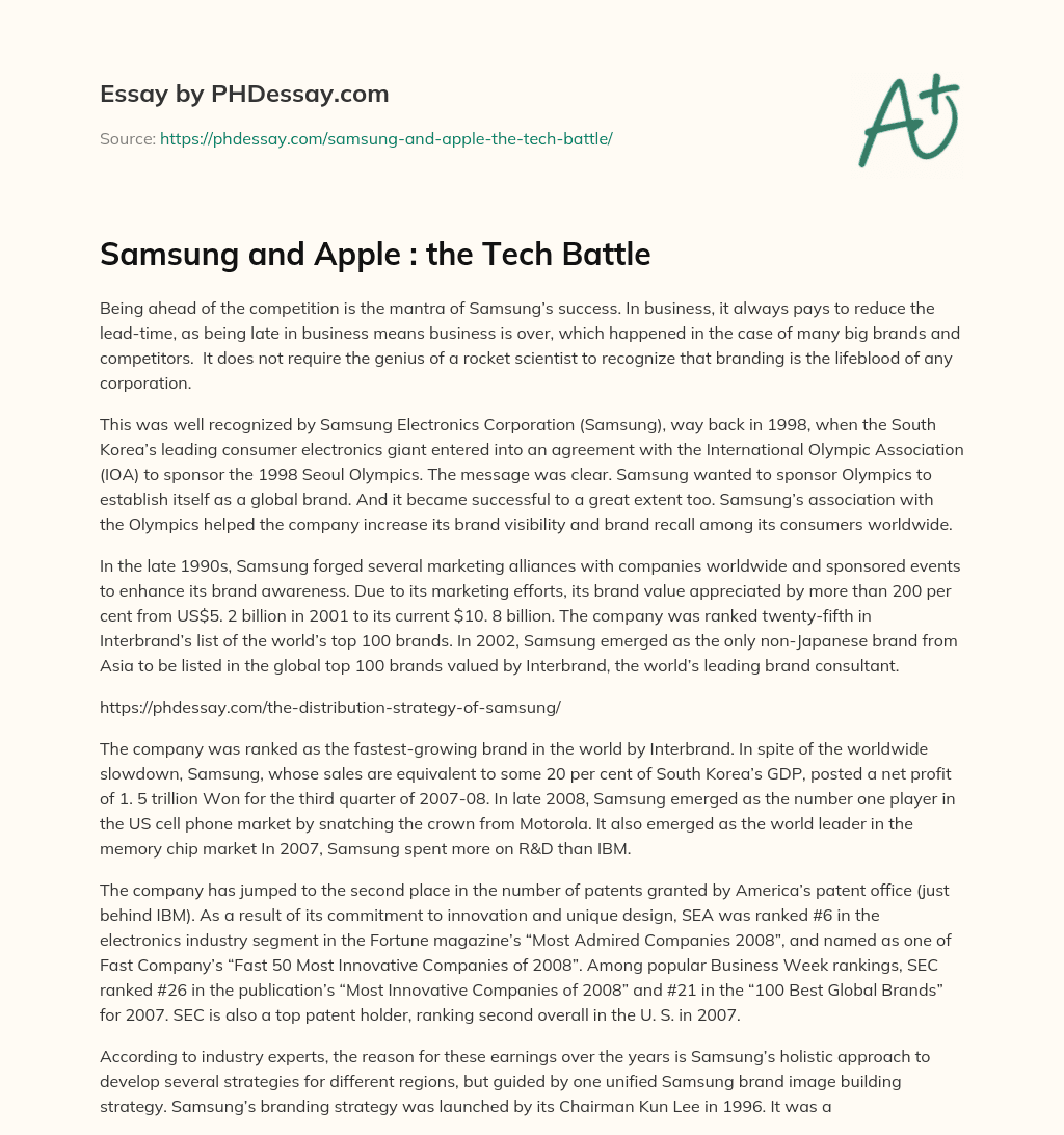 Samsung and Apple : the Tech Battle essay