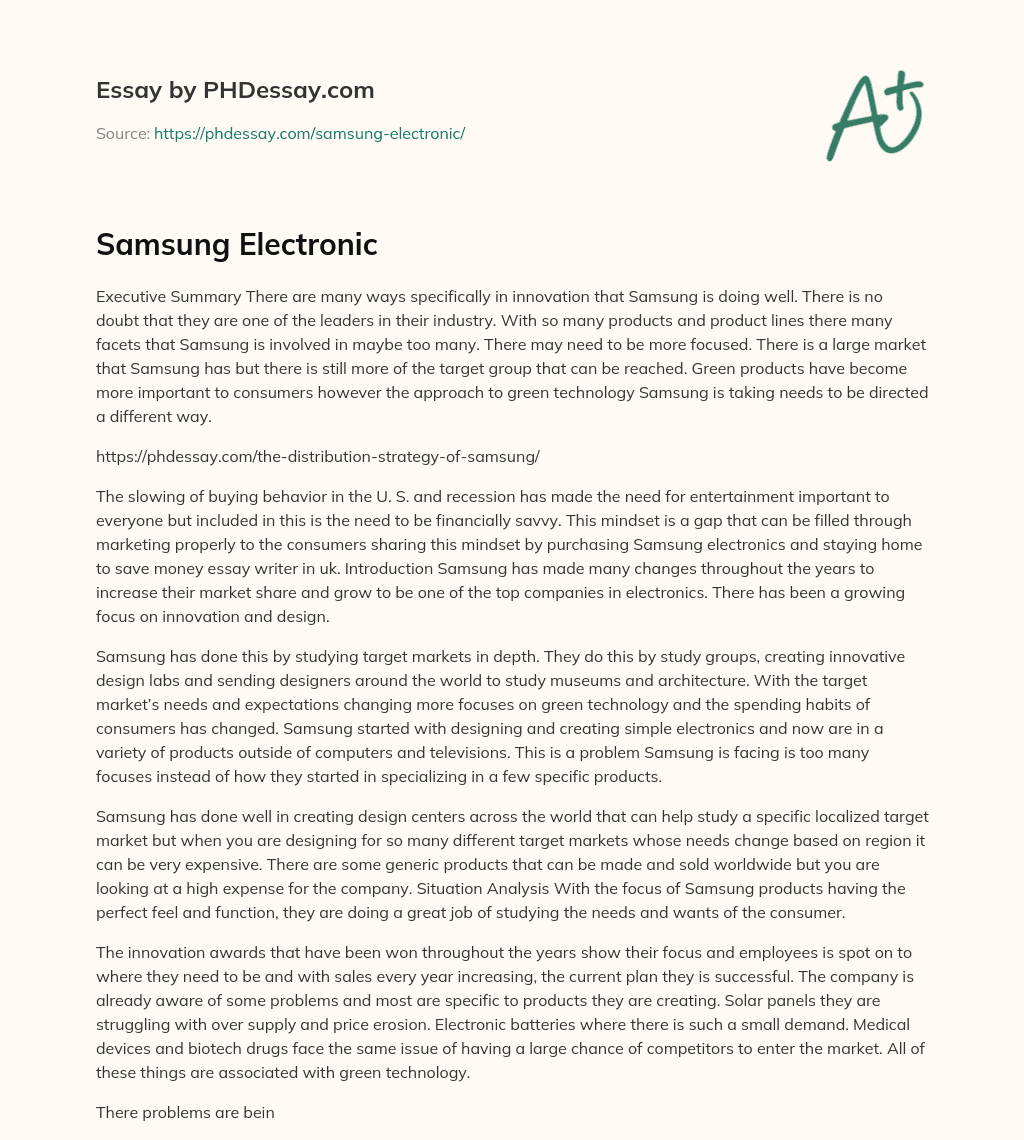 Samsung Electronic essay