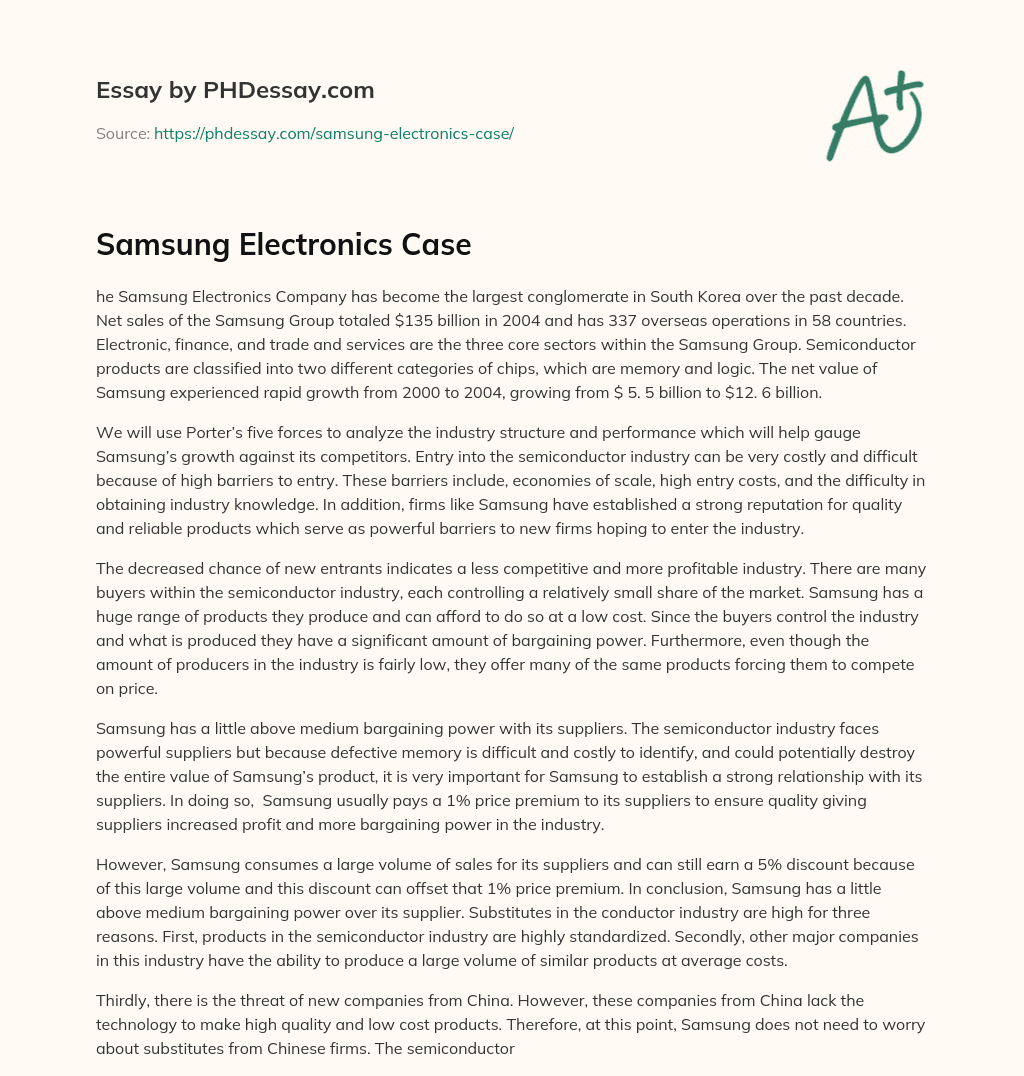 Samsung Electronics Case essay
