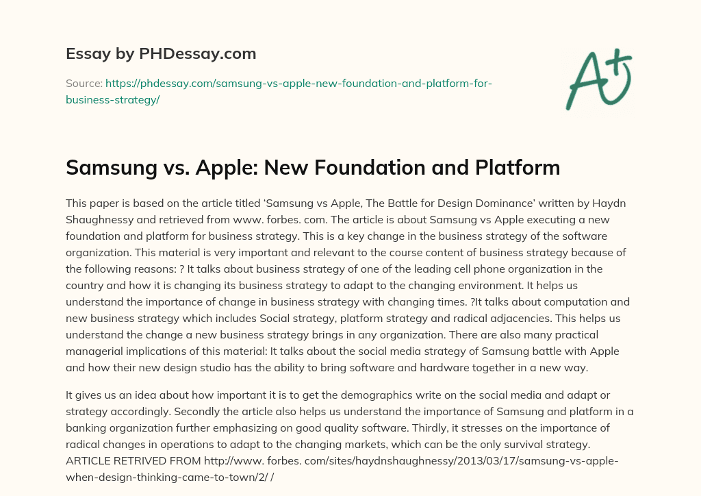 Samsung vs. Apple: New Foundation and Platform essay