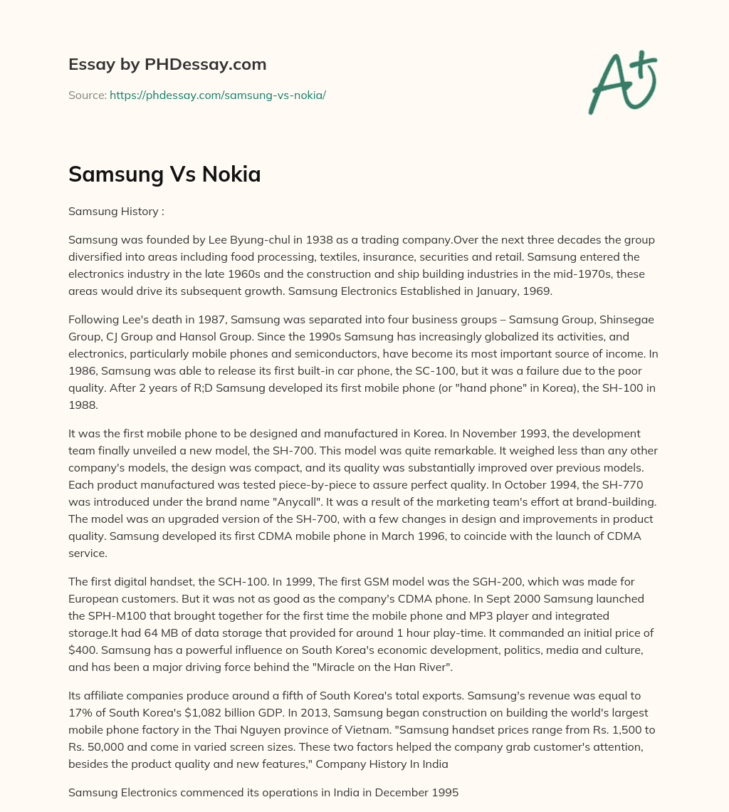Samsung Vs Nokia essay