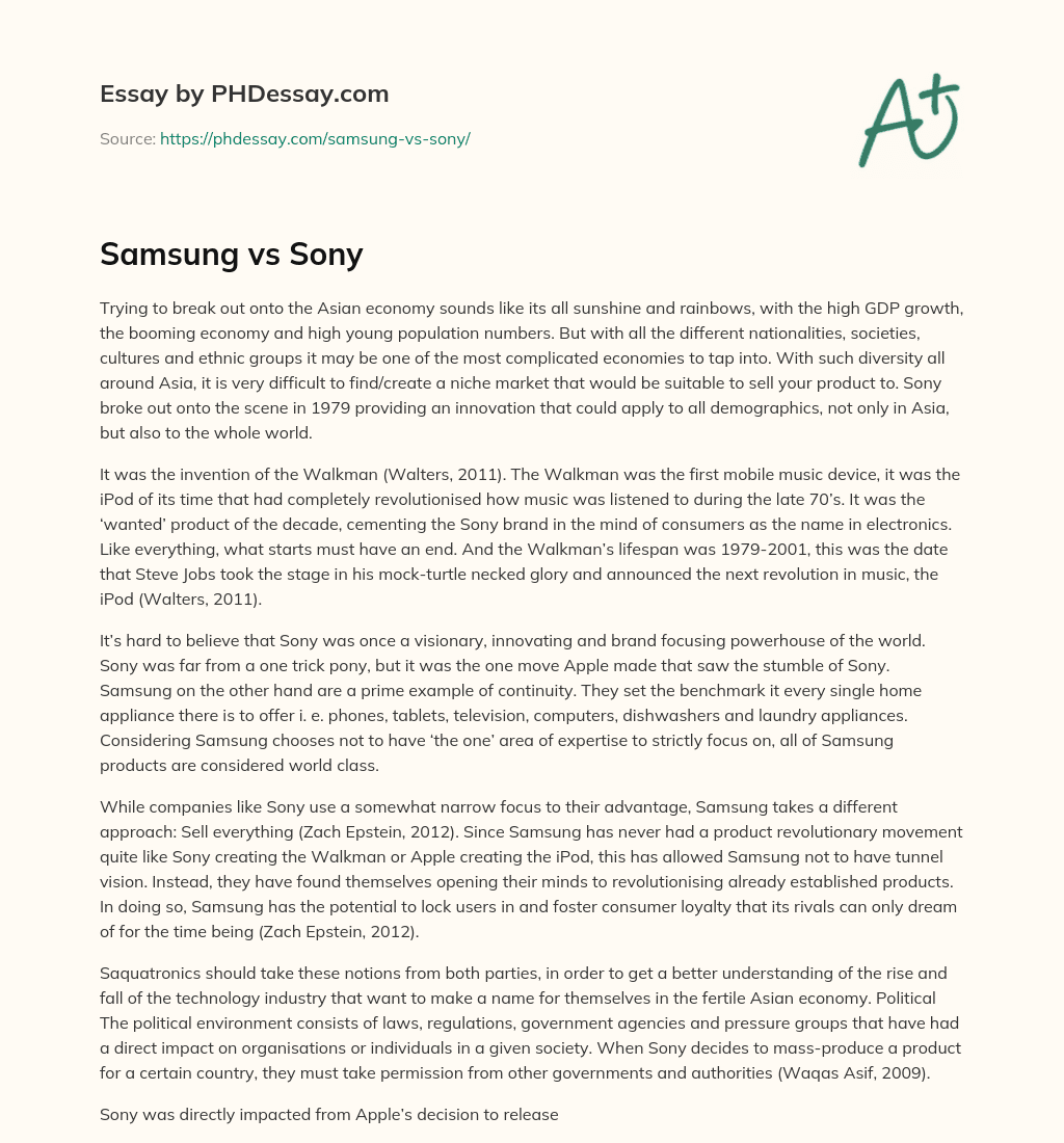 Samsung vs Sony essay