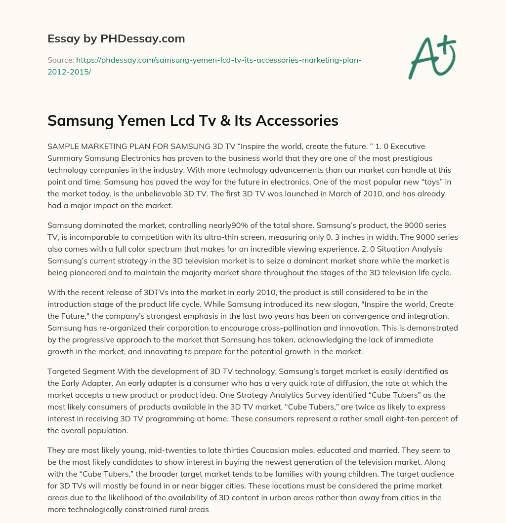 Samsung Yemen Lcd Tv & Its Accessories essay