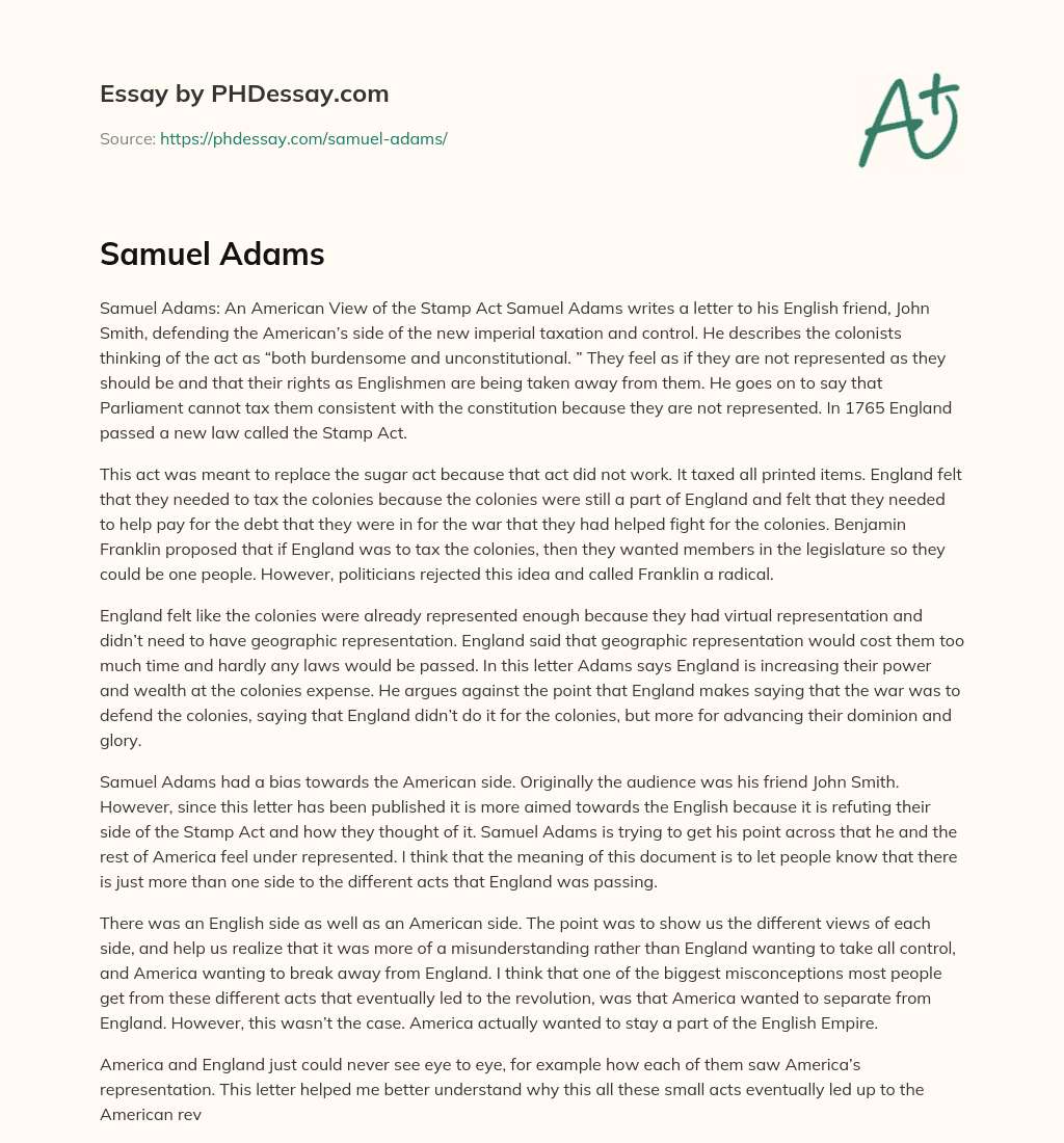 Samuel Adams essay