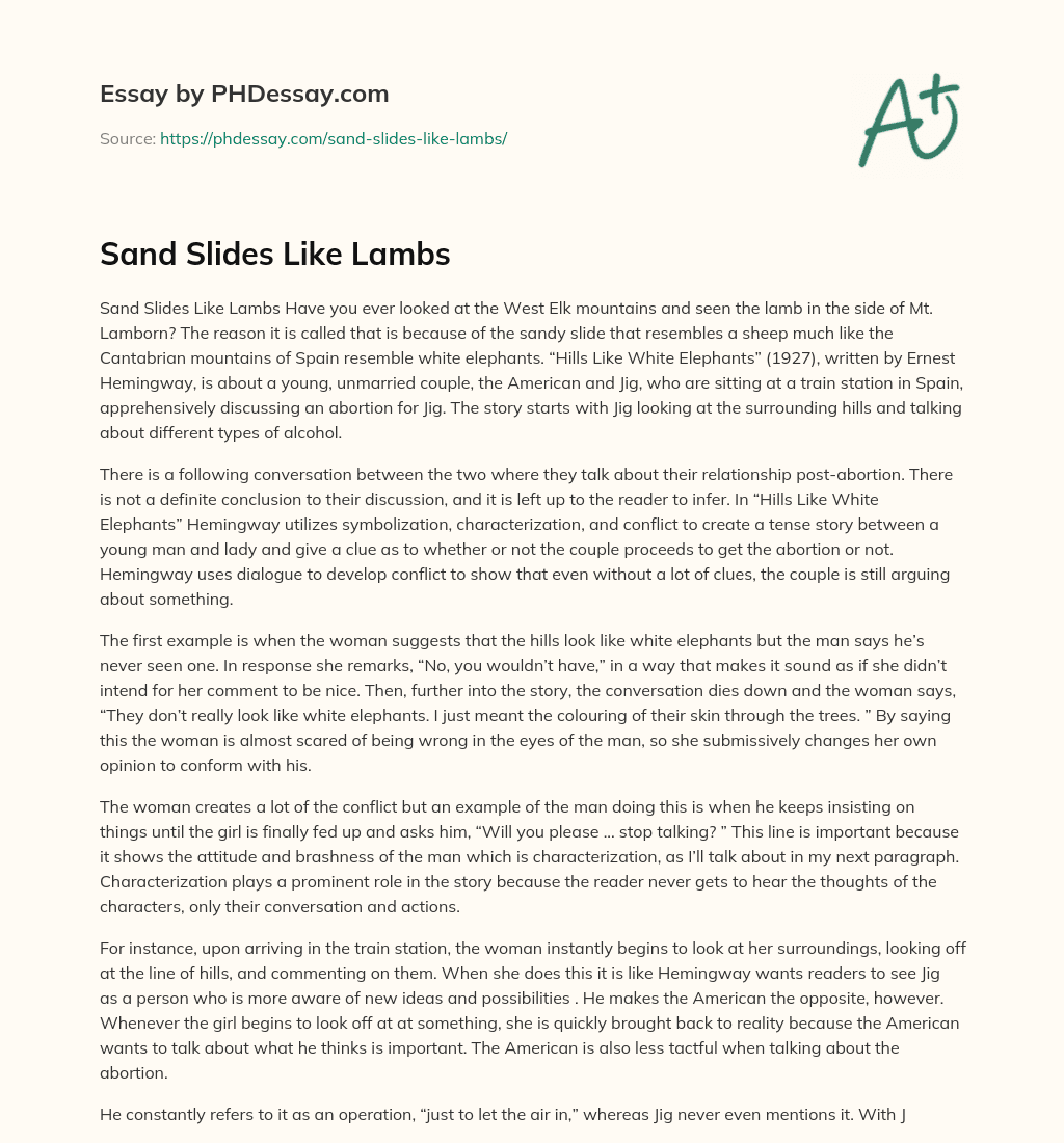 Sand Slides Like Lambs essay