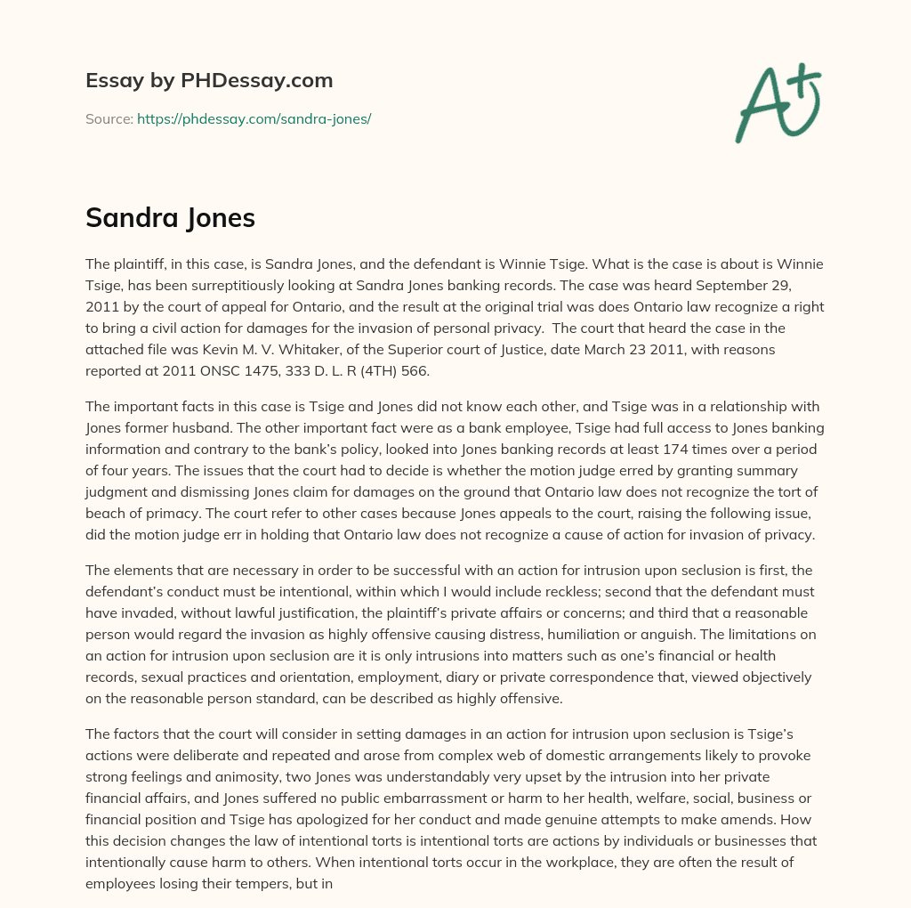 Sandra Jones essay
