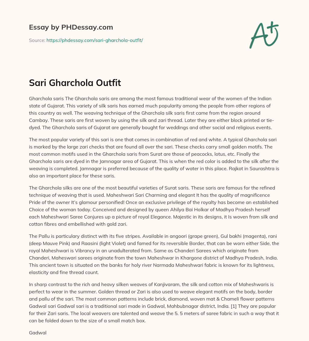 Sari Gharchola Outfit essay
