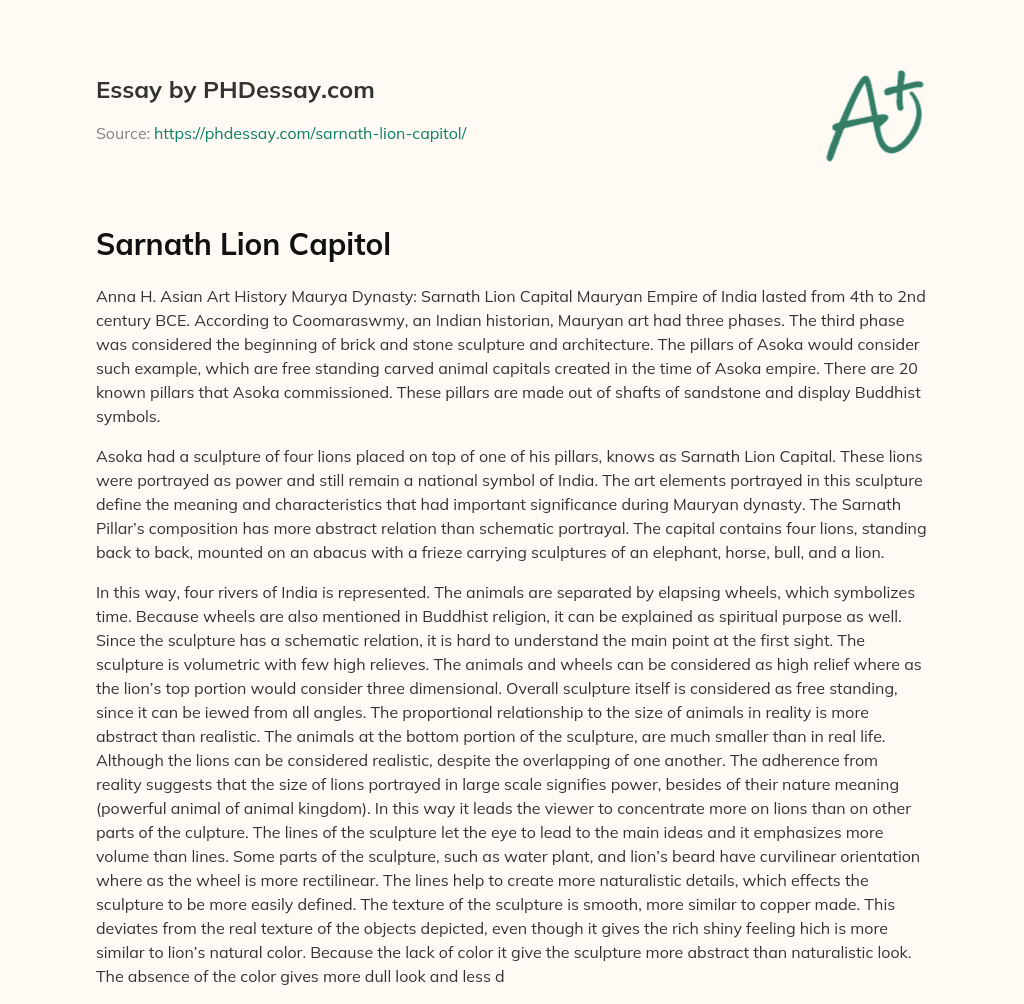 Sarnath Lion Capitol essay