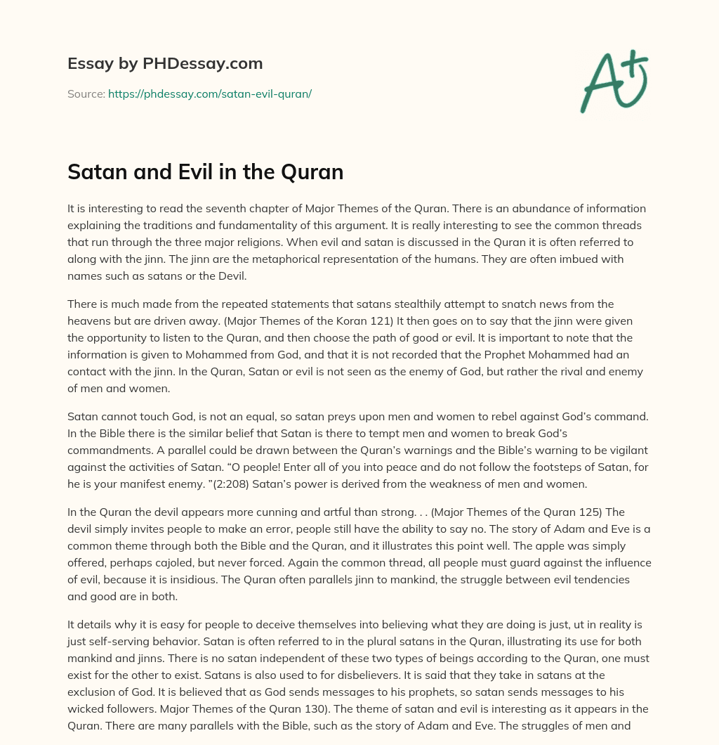 Satan and Evil in the Quran essay