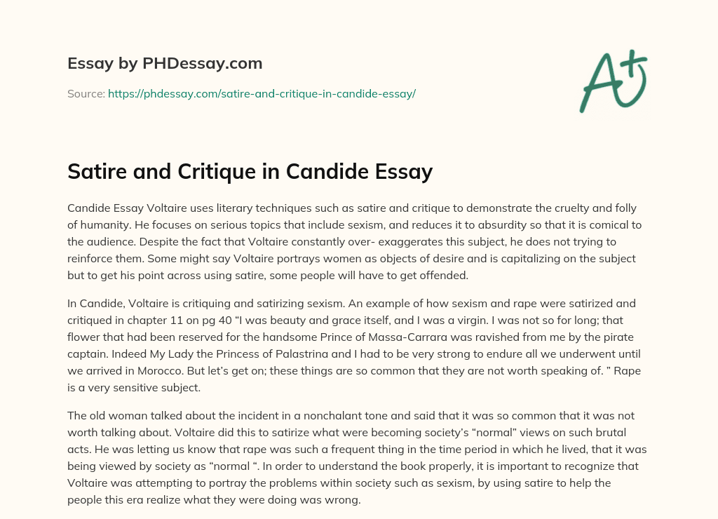 Satire and Critique in Candide Essay essay