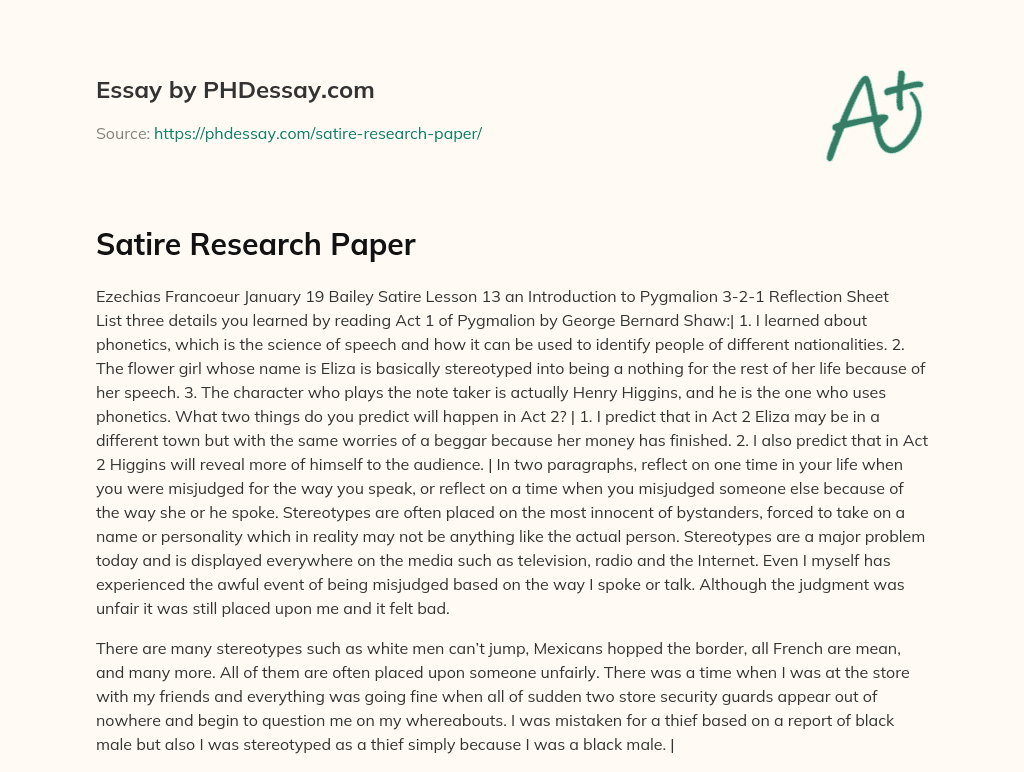 Satire Research Paper essay