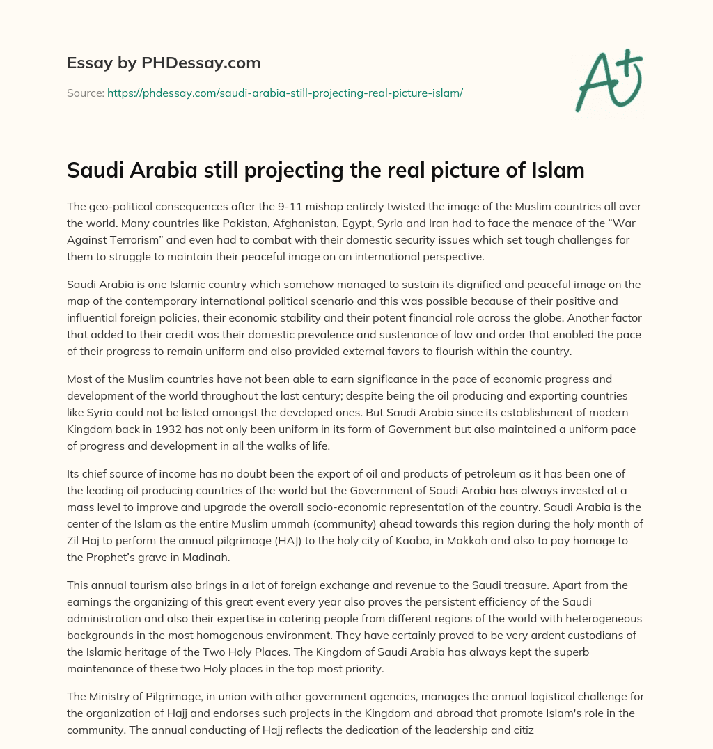 Saudi Arabia still projecting the real picture of Islam essay