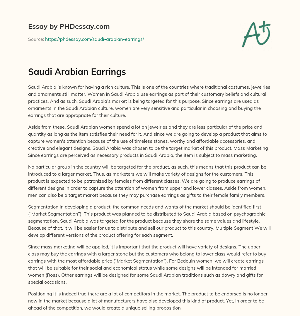 Saudi Arabian Earrings essay