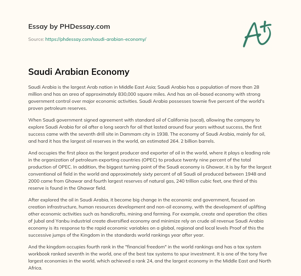 Saudi Arabian Economy essay