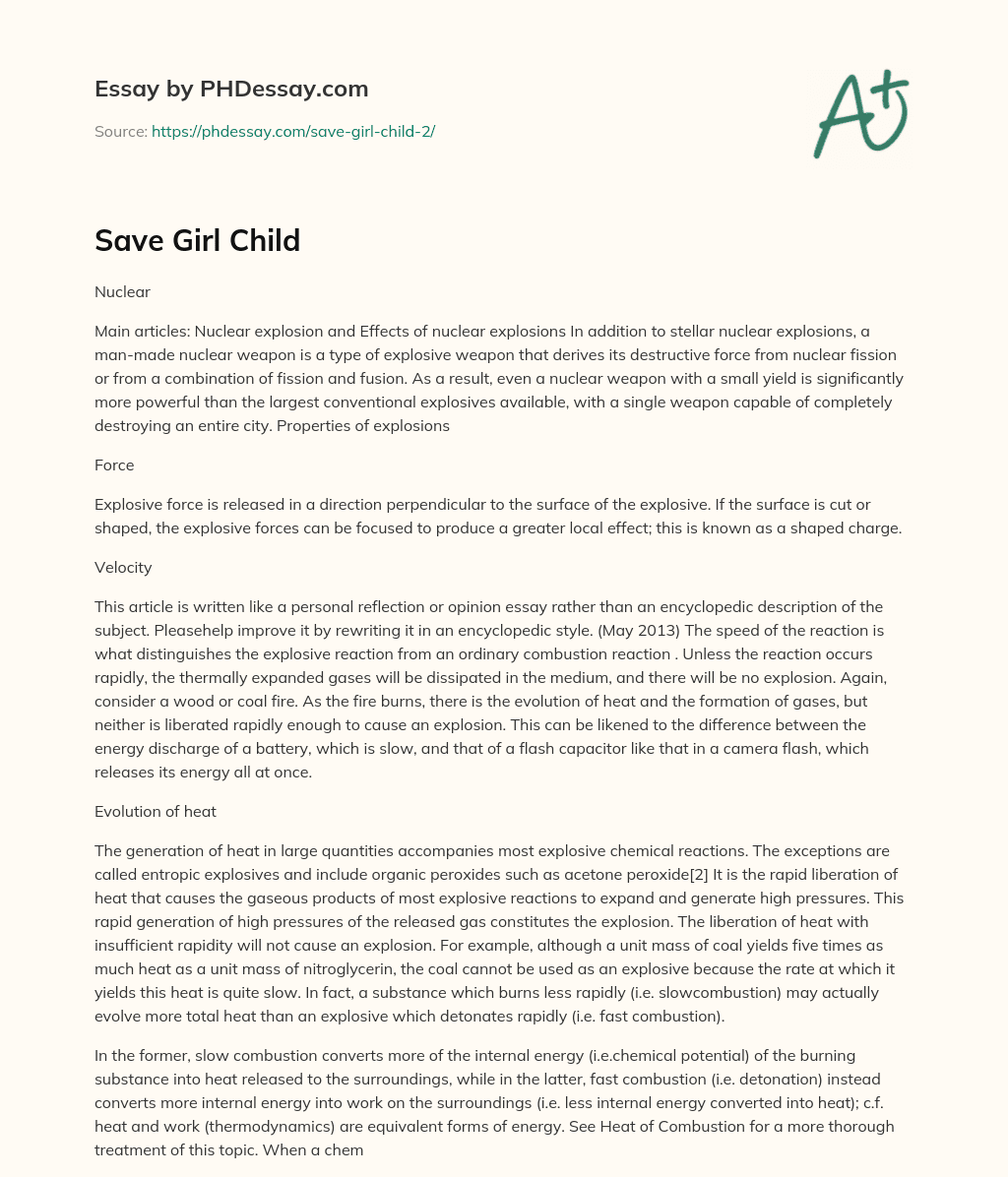Save Girl Child Phdessay