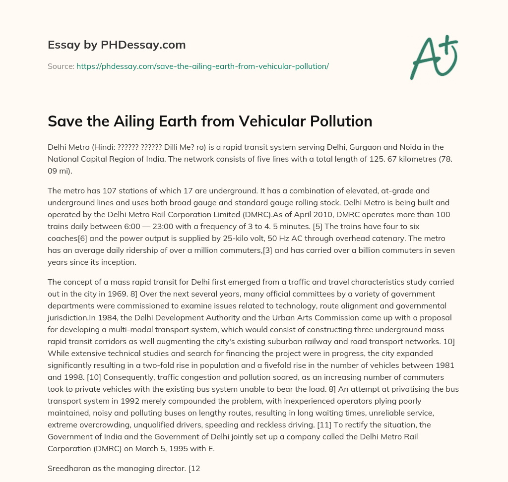essay on vehicular pollution