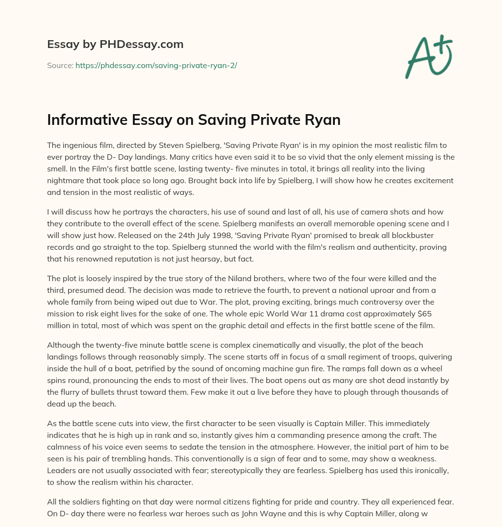 Informative Essay on Saving Private Ryan essay