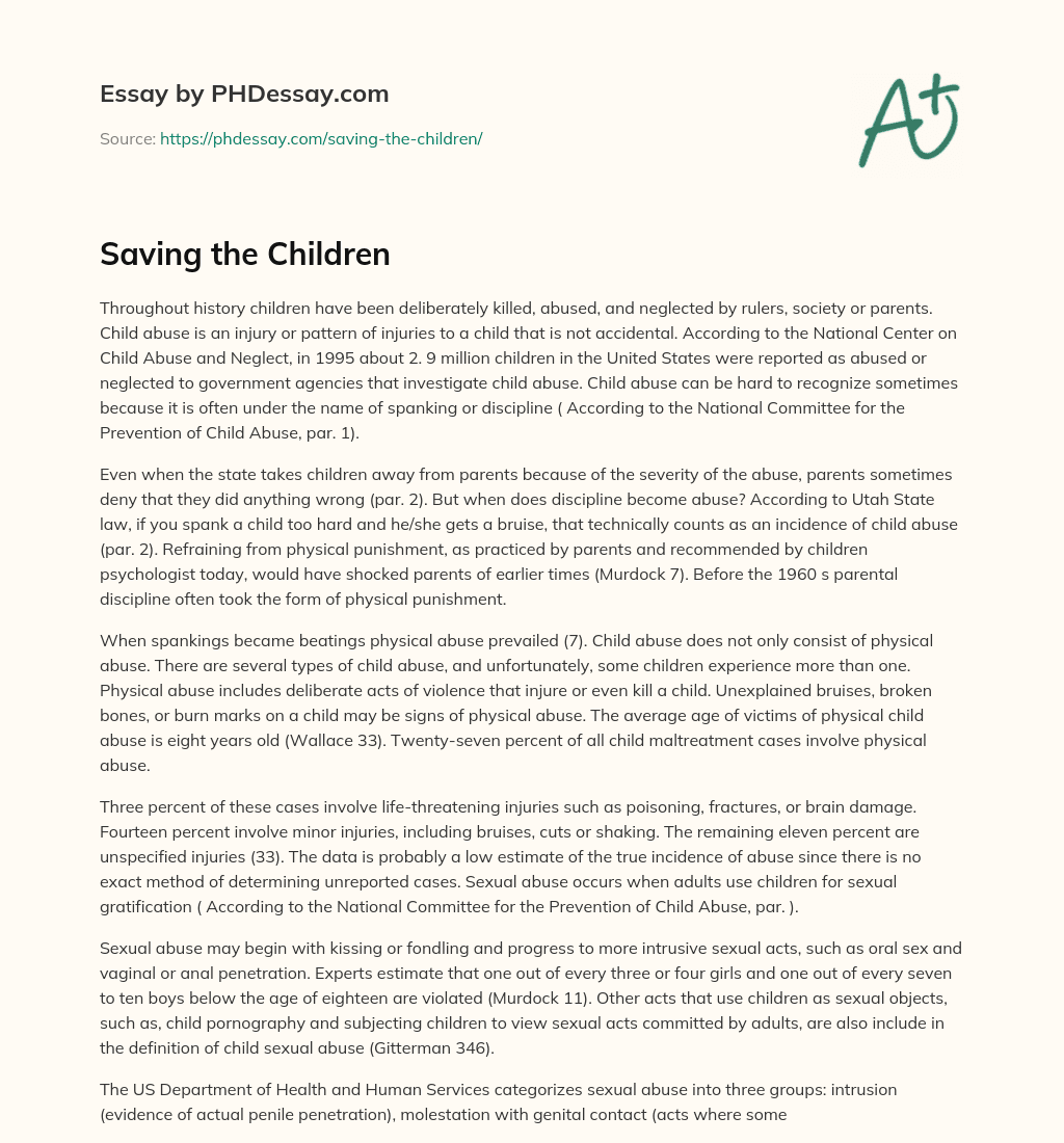 Saving the Children essay