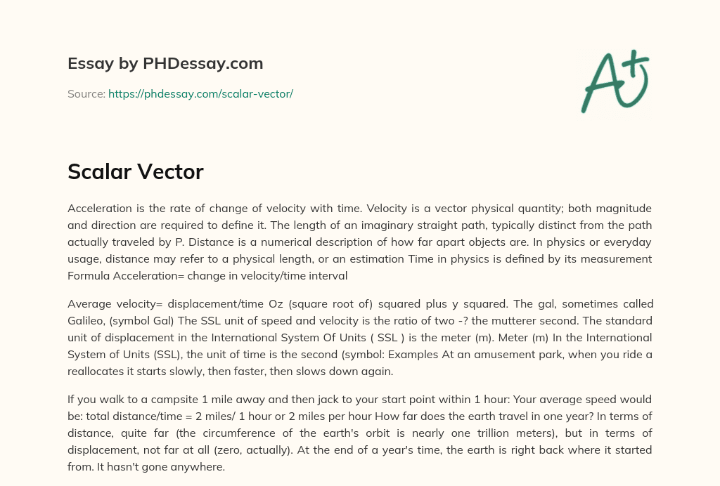 Scalar Vector essay