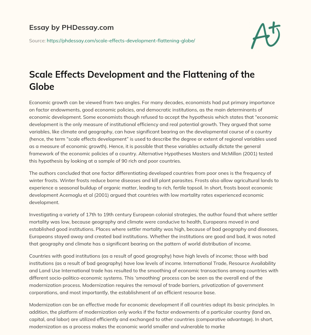 Scale Effects Development and the Flattening of the Globe essay