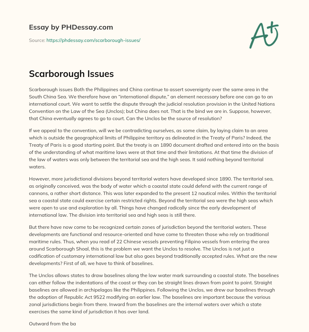 Scarborough Issues essay