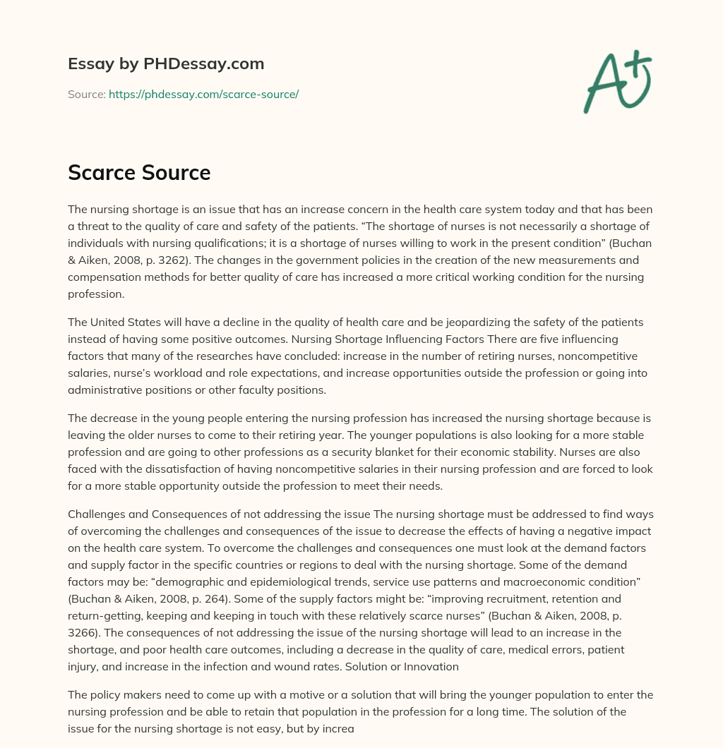Scarce Source essay