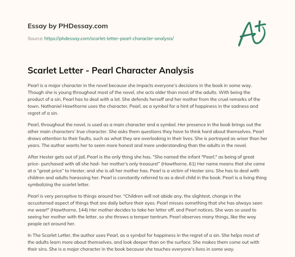 scarlet letter analysis essay