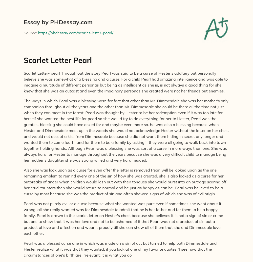 Scarlet Letter Pearl essay