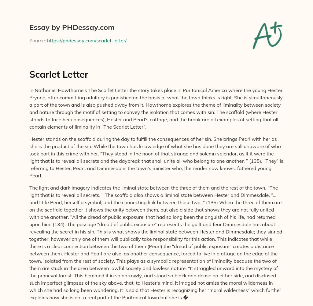 scarlet letter essay examples