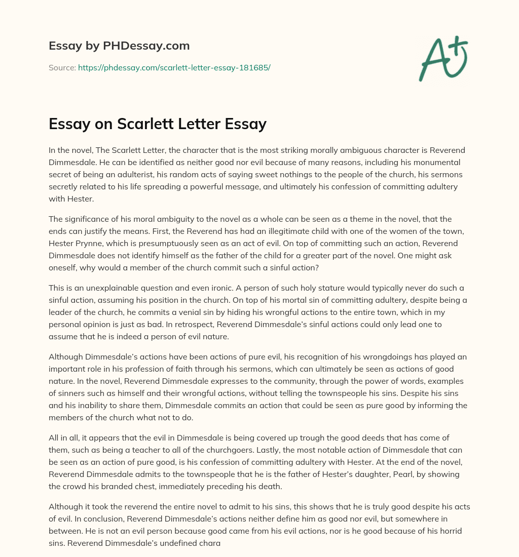 Essay on Scarlett Letter Essay essay