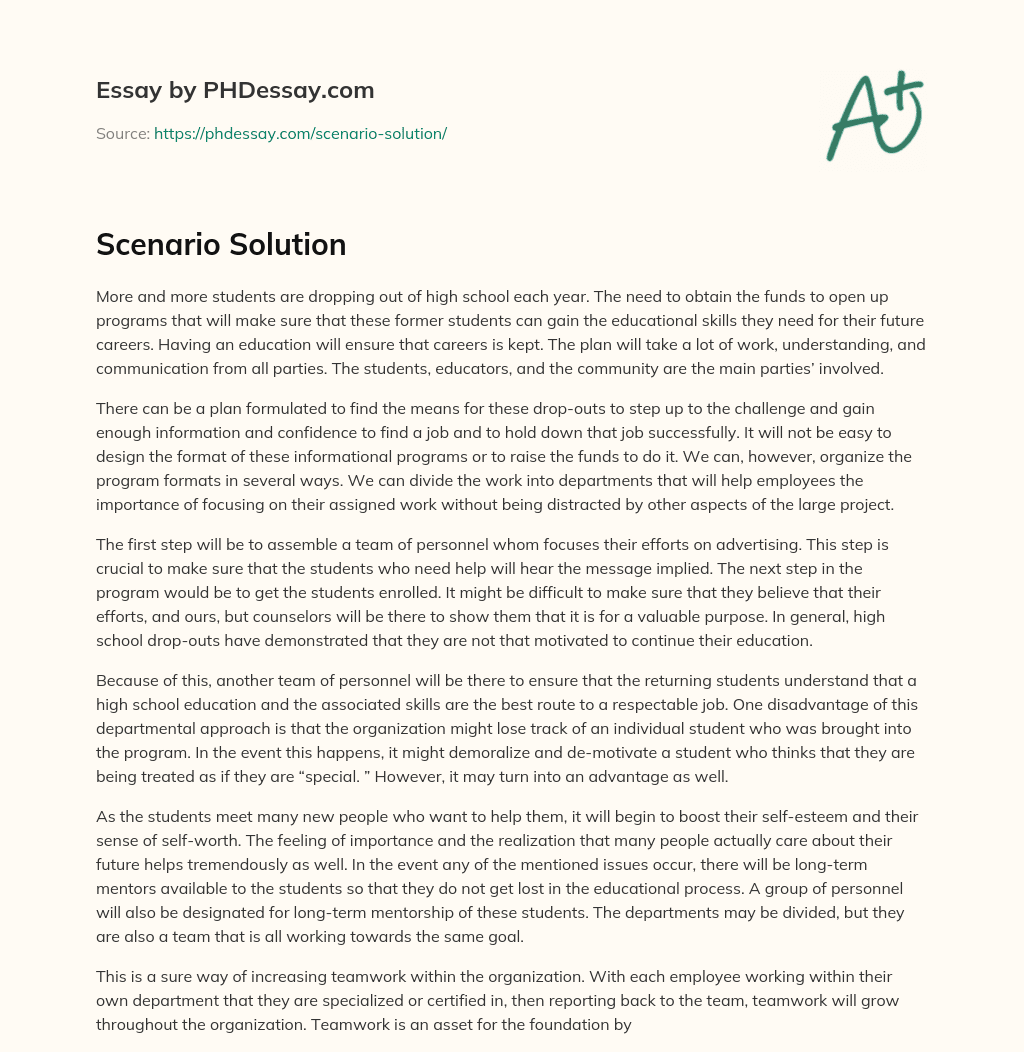 Scenario Solution essay