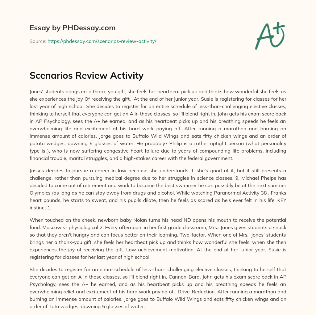 Scenarios Review Activity essay