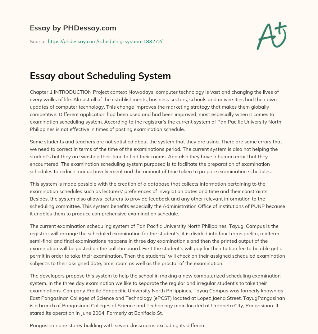 Essay about Scheduling System essay