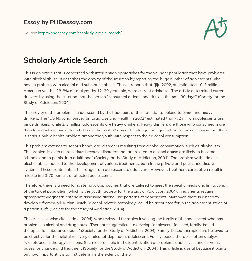 Scholarly Article Search essay