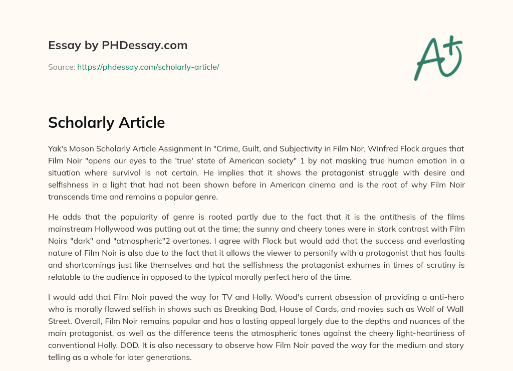 Scholarly Article essay